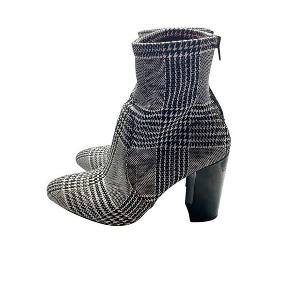 ALDO Lovelee Black White Houndstooth 3.5” Heeled Back Zip Bootie Classic Boots S - Picture 3 of 8